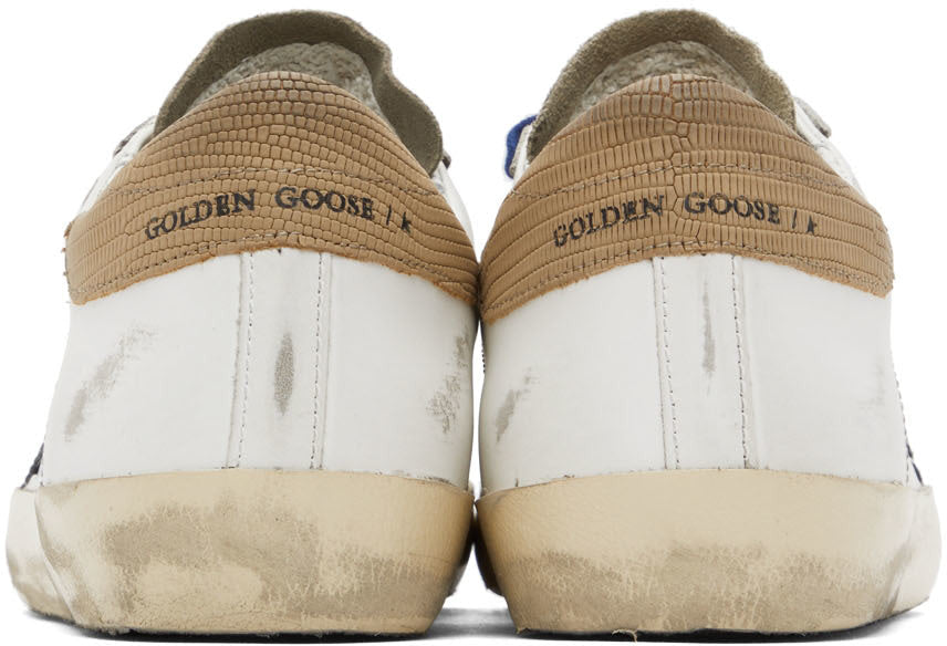 GOLDEN GOOSE White & Taupe Super-Star Classic Sneakers