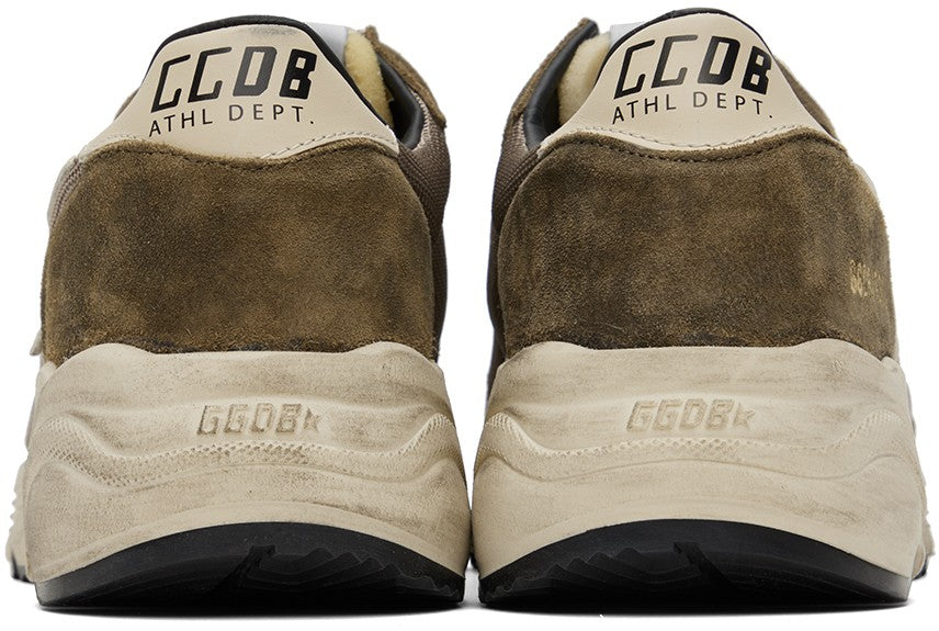GOLDEN GOOSE Khaki & Beige Running Sole Low-Top Sneakers