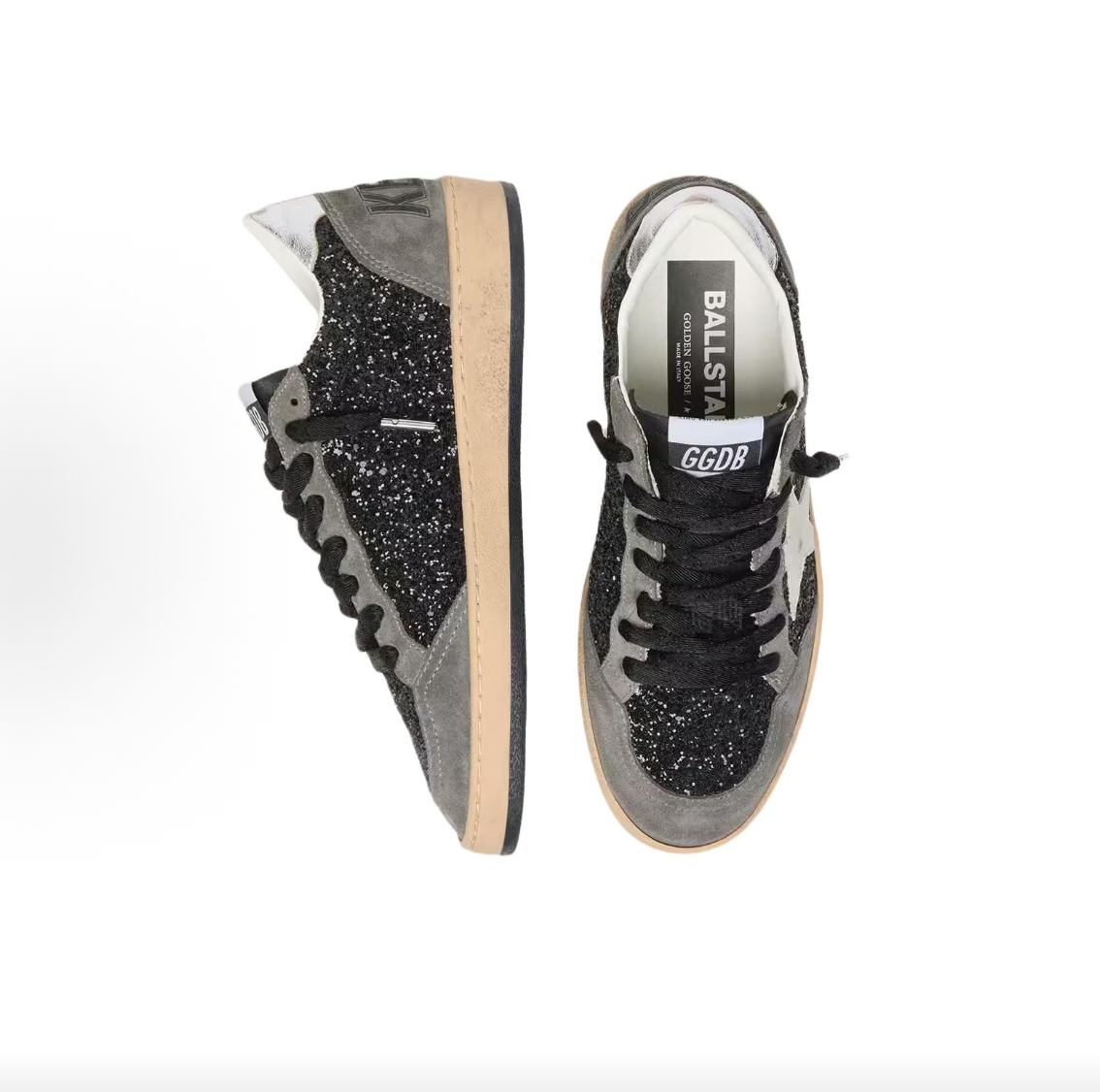 Golden Goose Ball Star Women's Black Low-Top Sneakers – Goat Leather, Round Toe, Lace-Up, Star Motif