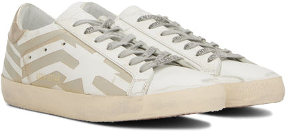 GOLDEN GOOSE White & Beige Super-Star Sneakers