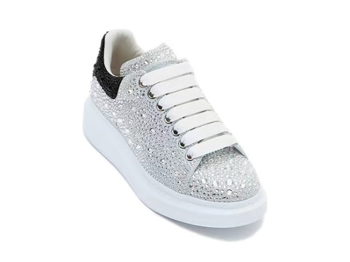 Alexander Mcqueen Women's Crystal-embellished Oversized Sneaker in White/crystal