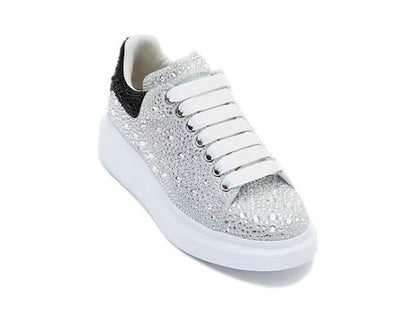 Alexander Mcqueen Women's Crystal-embellished Oversized Sneaker in White/crystal