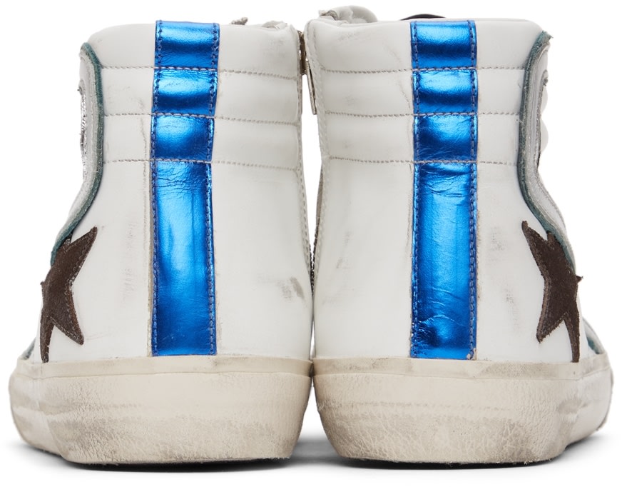 GOLDEN GOOSE White Leather & Suede Slide Classic High-Top Sneakers