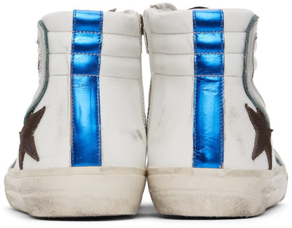 GOLDEN GOOSE White Leather & Suede Slide Classic High-Top Sneakers