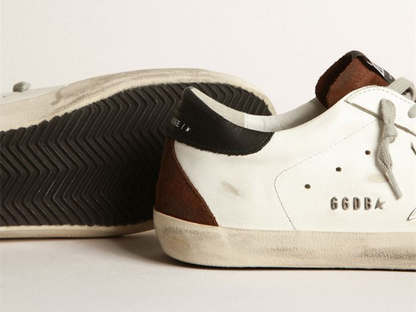 GOLDEN GOOSE Two-tone white and brown Super-Star sneakers