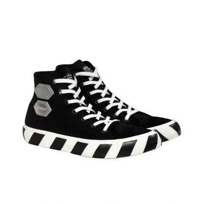 Off White high top canvas shoes black fuchsia
