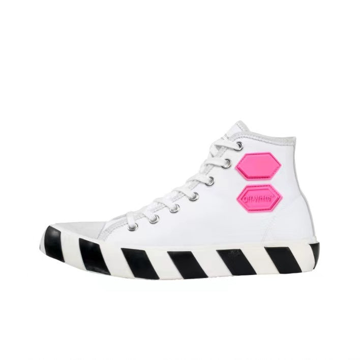 Off White high top canvas shoes white fuchsia