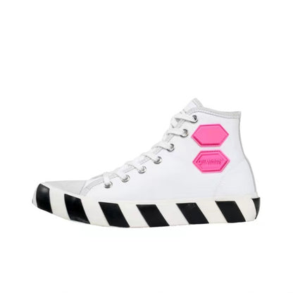 Off White high top canvas shoes white fuchsia