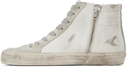 GOLDEN GOOSE White & Gray Slide Classic High-Top Sneakers