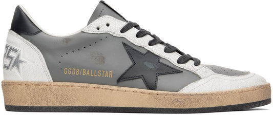 GOLDEN GOOSE Gray & White Ball Star Sneakers