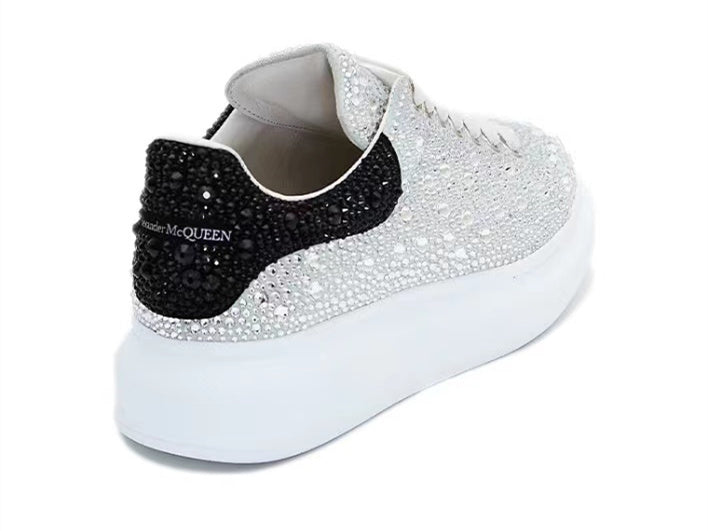 Alexander Mcqueen Women's Crystal-embellished Oversized Sneaker in White/crystal