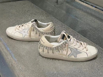 GOLDEN GOOSE Super-Star sneakers in beige with silver star