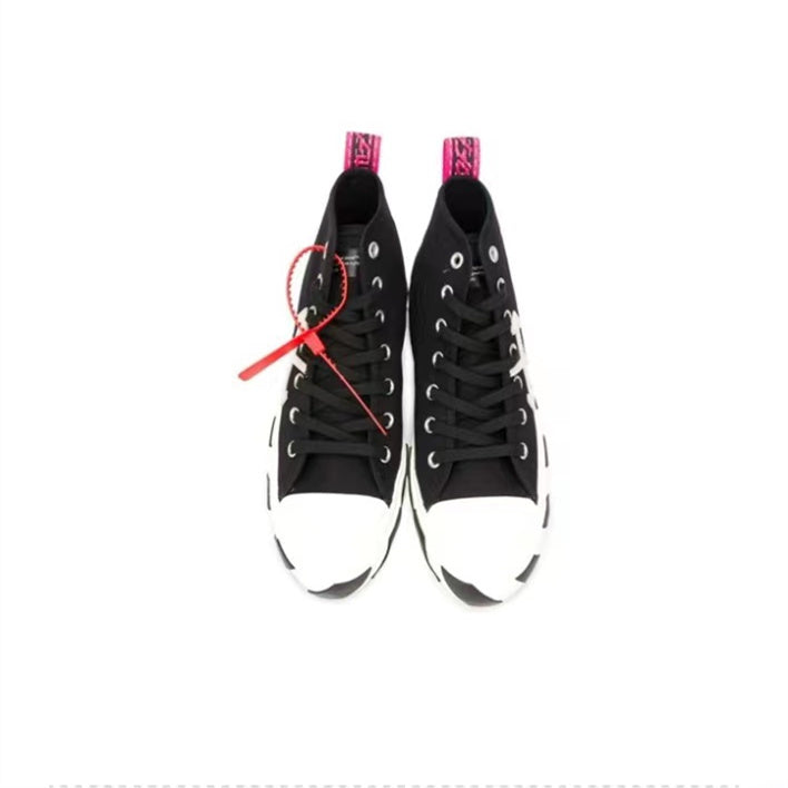 Off White mid top canvas shoes black
