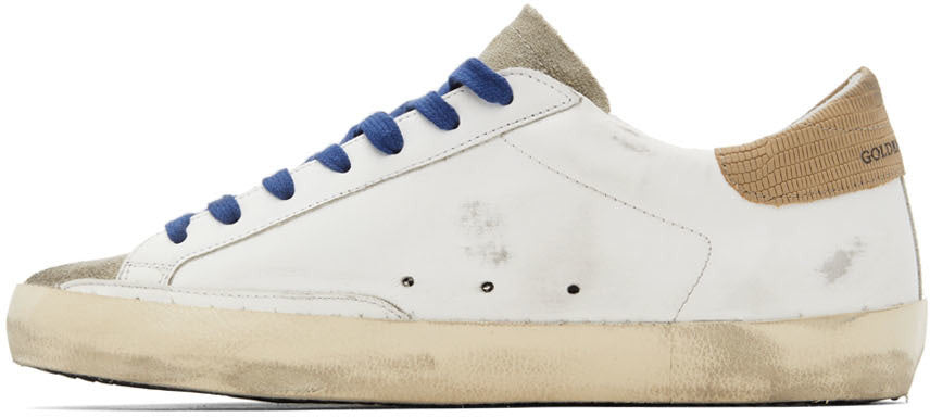 GOLDEN GOOSE White & Taupe Super-Star Classic Sneakers