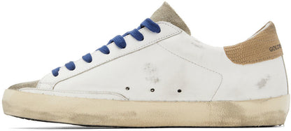 GOLDEN GOOSE White & Taupe Super-Star Classic Sneakers