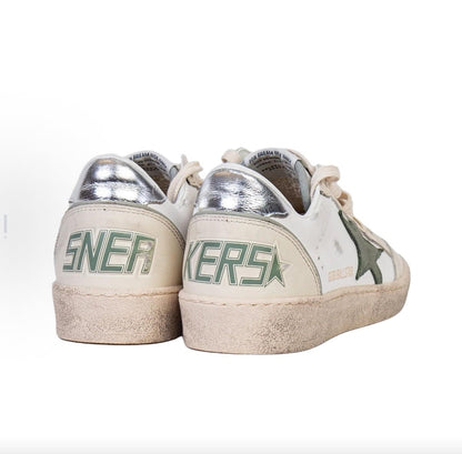 Golden Goose Ball Star Calfskin Round Toe Lace-Up Low-Top Sneakers for Women (White)