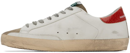 GOLDEN GOOSE White & Taupe Superstar Sneakers