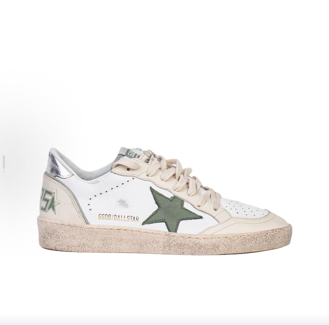 Golden Goose Ball Star Calfskin Round Toe Lace-Up Low-Top Sneakers for Women (White)