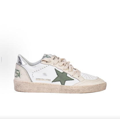 Golden Goose Ball Star Calfskin Round Toe Lace-Up Low-Top Sneakers for Women (White)