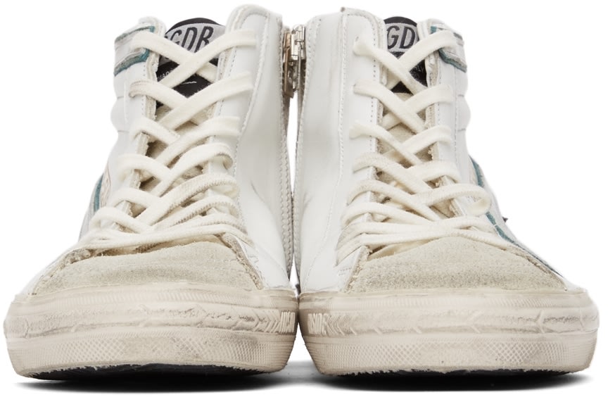 GOLDEN GOOSE White Leather & Suede Slide Classic High-Top Sneakers