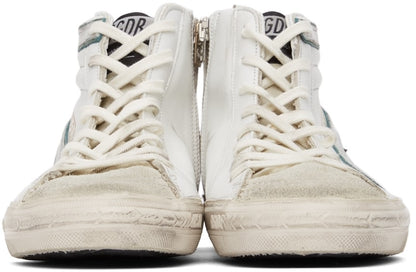 GOLDEN GOOSE White Leather & Suede Slide Classic High-Top Sneakers
