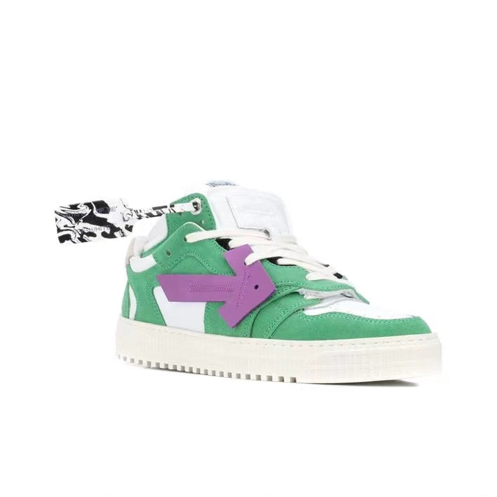 Off White court flat shoes low white/green