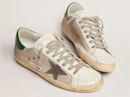GOLDEN GOOSE Super-Star sneakers in pale silver mesh with gray suede star