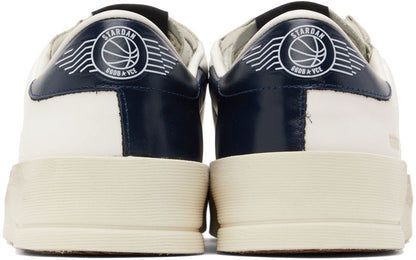 GOLDEN GOOSE White & Navy Stardan Sneakers