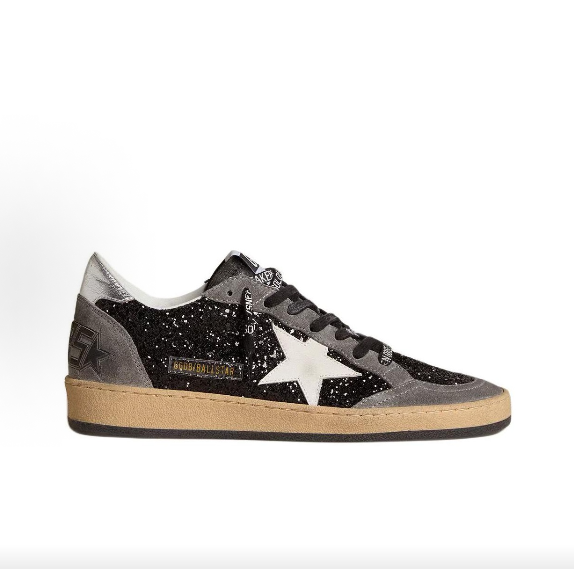 Golden Goose Ball Star Women's Black Low-Top Sneakers – Goat Leather, Round Toe, Lace-Up, Star Motif