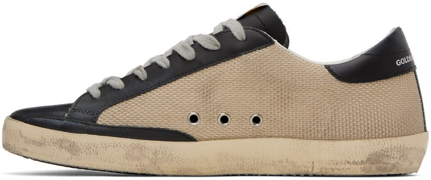 GOLDEN GOOSE Beige & Black Super-Star Sneakers