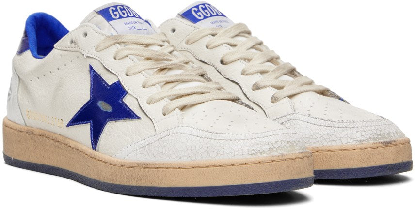 GOLDEN GOOSE White & Blue Ball Star Sneakers