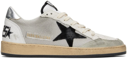 GOLDEN GOOSE White & Gray Ball Star Sneakers