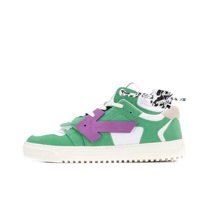 Off White court flat shoes low white/green