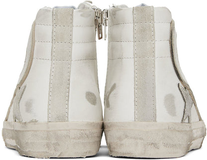 GOLDEN GOOSE White & Gray Slide Classic High-Top Sneakers