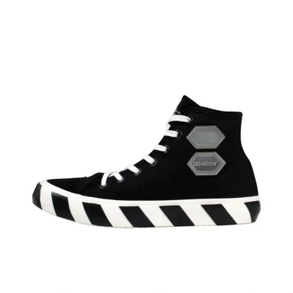 Off White high top canvas shoes black fuchsia