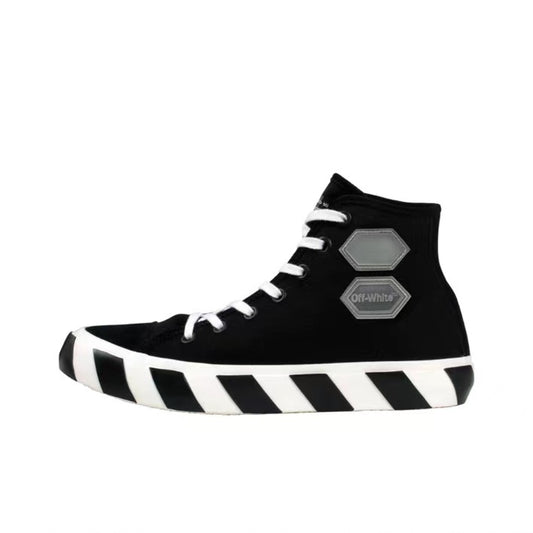 Off White high top canvas shoes black fuchsia