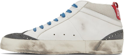 GOLDEN GOOSE White & Gray Mid Star Double Quarter Sneakers