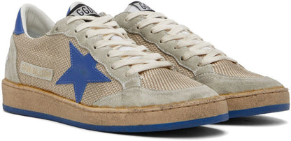 GOLDEN GOOSE Beige & Blue Ball Star Sneakers