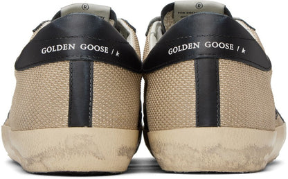 GOLDEN GOOSE Beige & Black Super-Star Sneakers