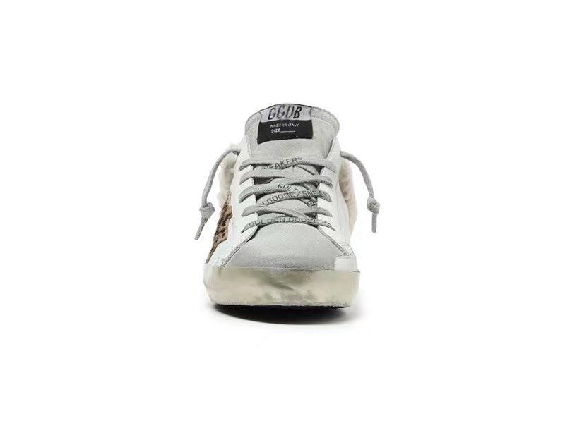 GOLDEN GOOSE Super-Star sneakers in beige with leopard print star