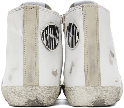 GOLDEN GOOSE White & Silver Francy Classic High-Top Sneakers