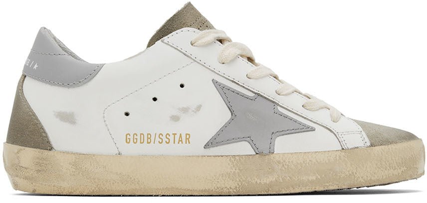 GOLDEN GOOSE White & Gray Super-Star Classic Low-Top Sneakers