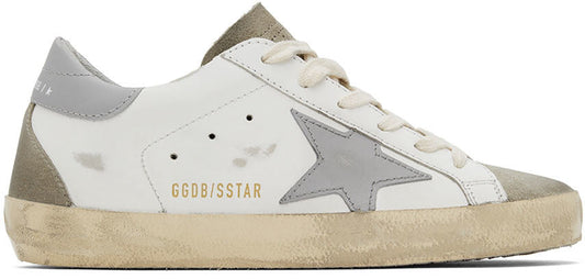 GOLDEN GOOSE White & Gray Super-Star Classic Low-Top Sneakers