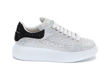 Alexander Mcqueen Women's Crystal-embellished Oversized Sneaker in White/crystal
