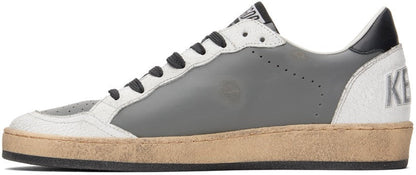 GOLDEN GOOSE Gray & White Ball Star Sneakers