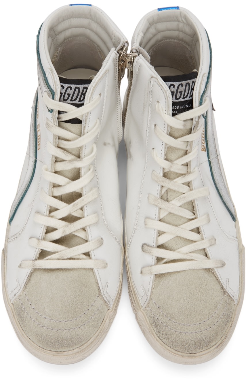 GOLDEN GOOSE White Leather & Suede Slide Classic High-Top Sneakers