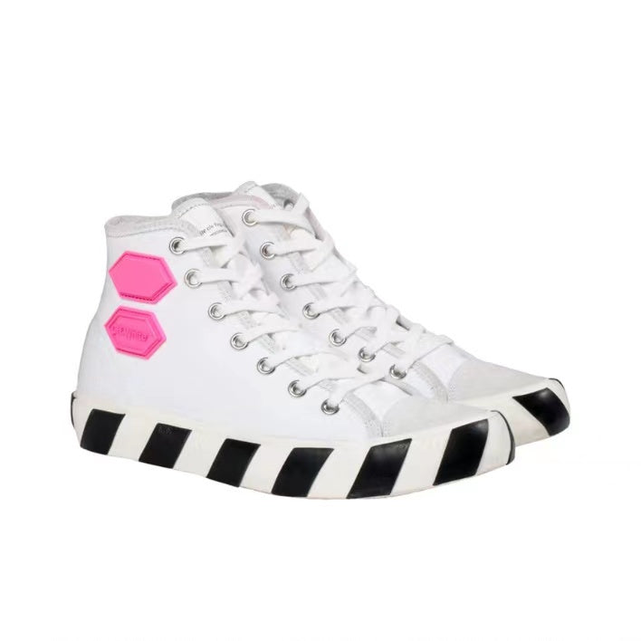 Off White high top canvas shoes white fuchsia