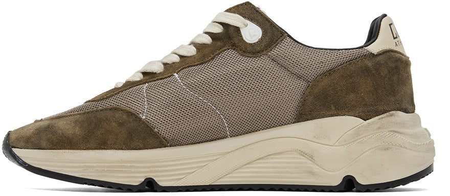 GOLDEN GOOSE Khaki & Beige Running Sole Low-Top Sneakers