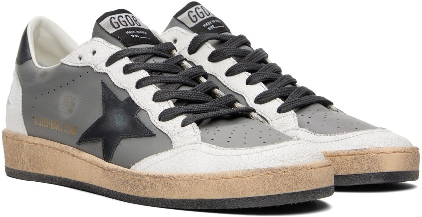 GOLDEN GOOSE Gray & White Ball Star Sneakers