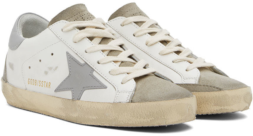 GOLDEN GOOSE White & Gray Super-Star Classic Low-Top Sneakers